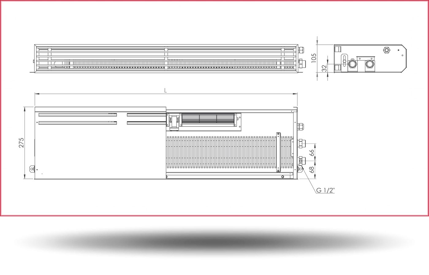Креслення цокольного конвектора DV 105